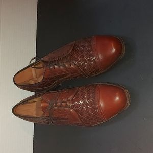 Allen Edmonds shoes,  Crandon style,  leather weave,  brown leather,  size 10 D,